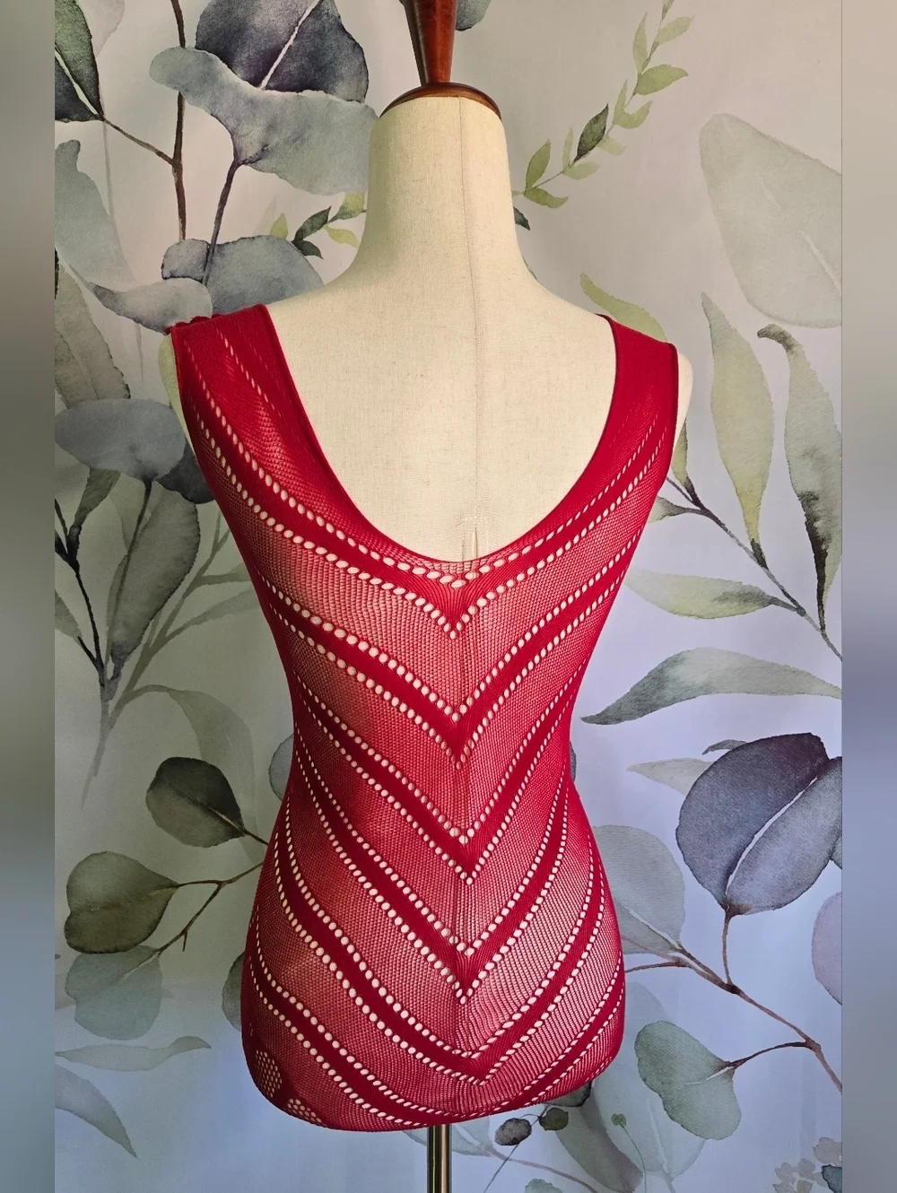 Stretchy Sheer Fishnet Dress in Burgundy (651540+1) sz OS NWT